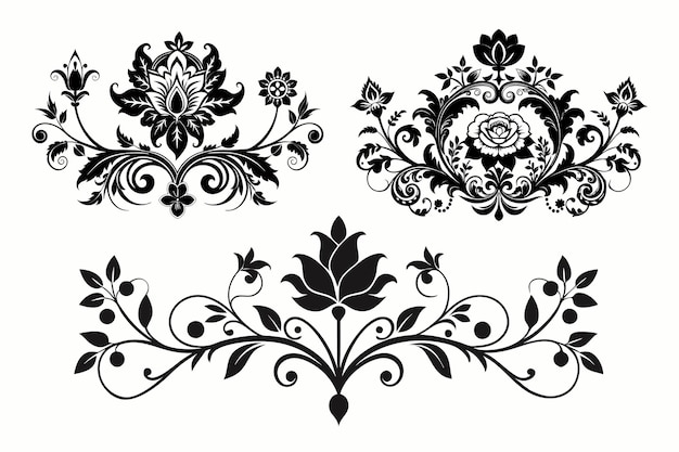 Vector floral ornament collection and decorative vintage luxury elegant pattern vector artwork