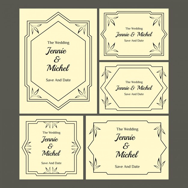 Vector floral wedding invitation templates collection 