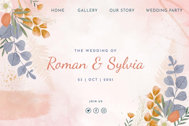 Floral wedding landing page template