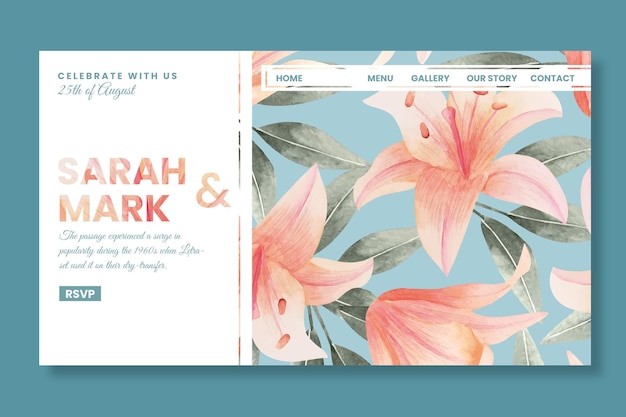 Vector floral wedding landing page