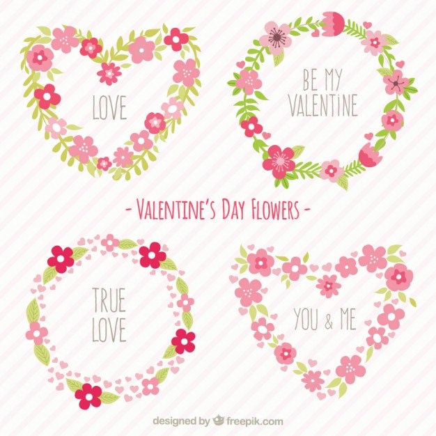 Vector floral wreath valentine day pack