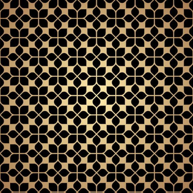 Flower golden geometric seamless pattern in oriental style