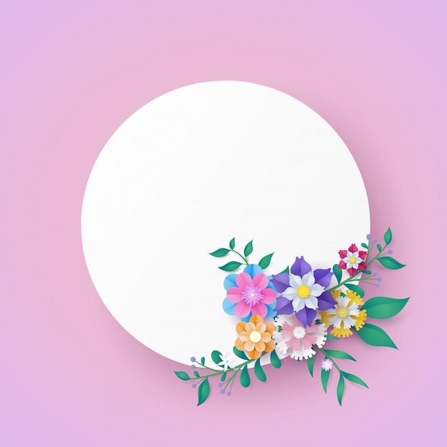 Flower paper cut frame 