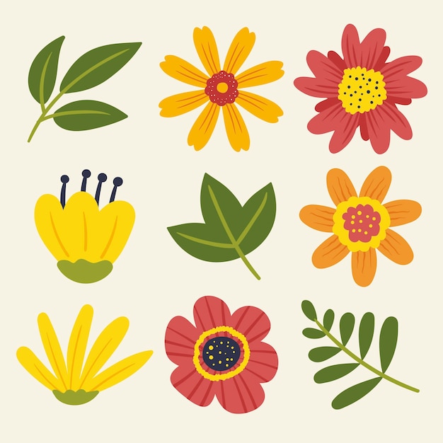 Vector flower power element set