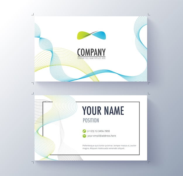 fluid line business card design. corporate name card for staff and employee. vector illustration.