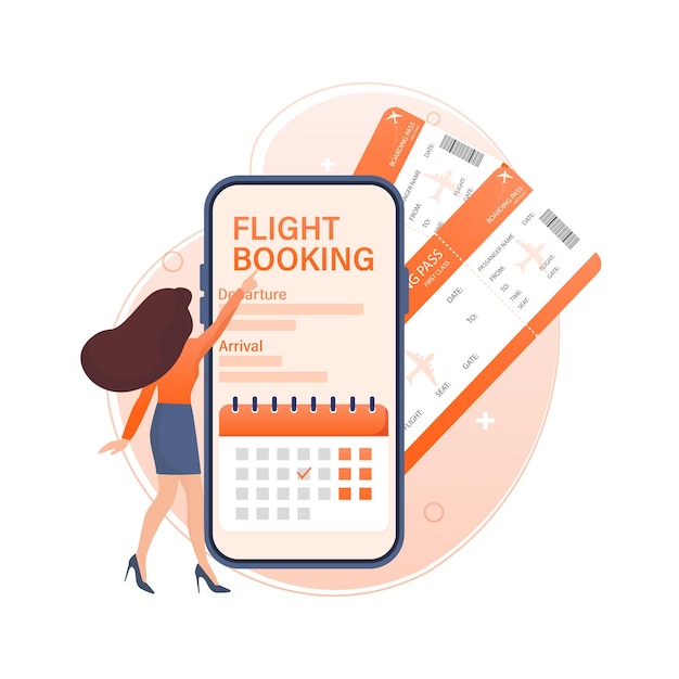 Vector flyer design for promotion design flight tickets online booking illustration landing page flat