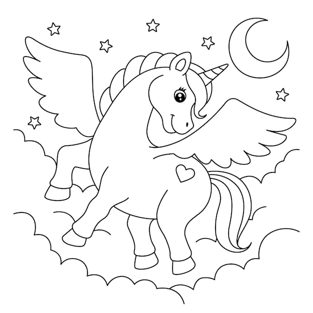 Flying Unicorn Coloring Page for Kids