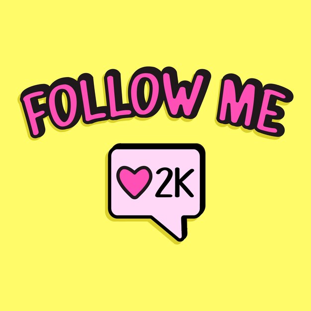 Vector follow me pink text