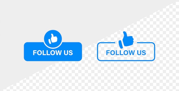 follow us label banner with thumbs up like icon social media notification sticker buttons