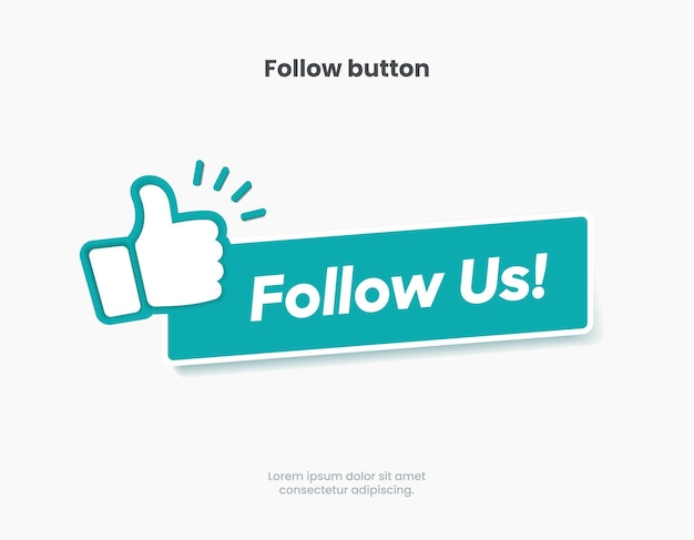 Follow us sticker button label badge flag sign symbol for mobile app, website, UI UX, promotion.