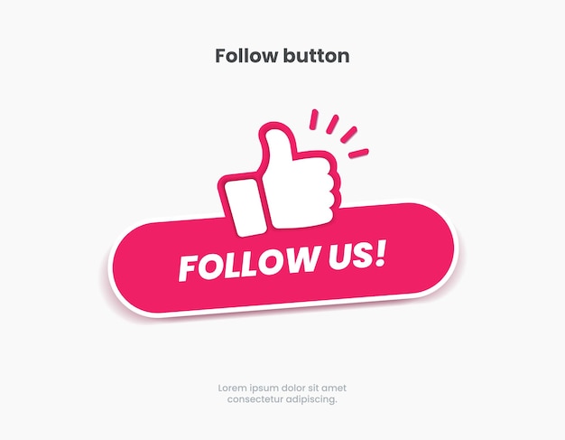 Vector follow us sticker button label badge flag sign symbol for mobile app, website, ui ux, promotion.