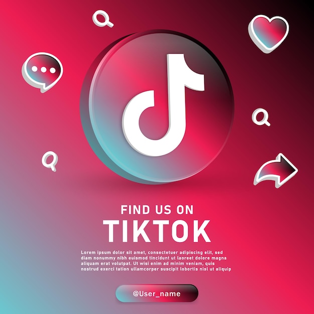 コメント共有アイコンのようなソーシャルメディアの背景通知アイコンでtiktok3dロゴをフォローしてください