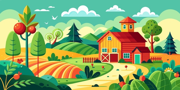 fondo de granja de fondo cultivos vector illustration