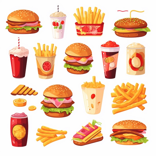 Vector food american restaurant burger lunch background hamburger pizza meal menu fast drink un