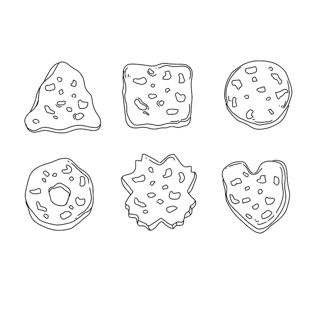 food cookie illustration vector snack sweet isolate hand drawn doodle illustrations vector set