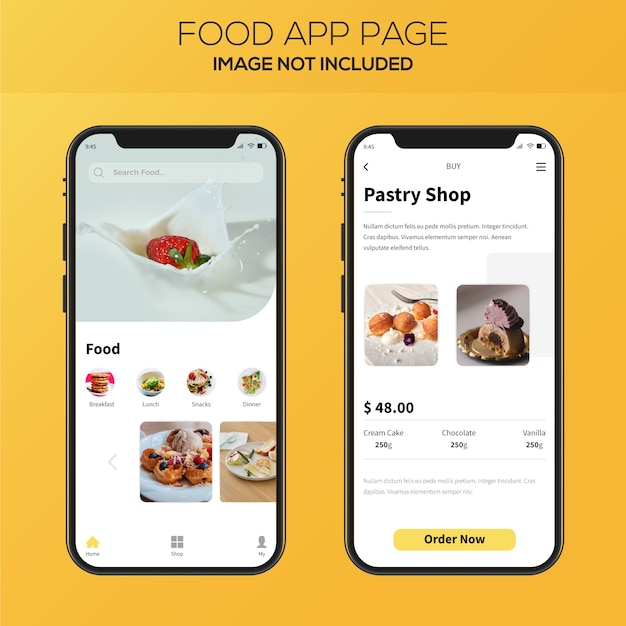 Vector food delivery app ui design