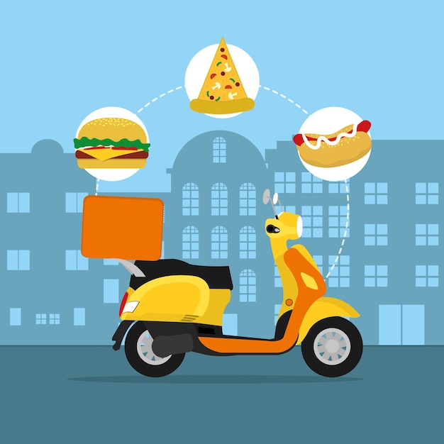 Food delivery service with scooter 