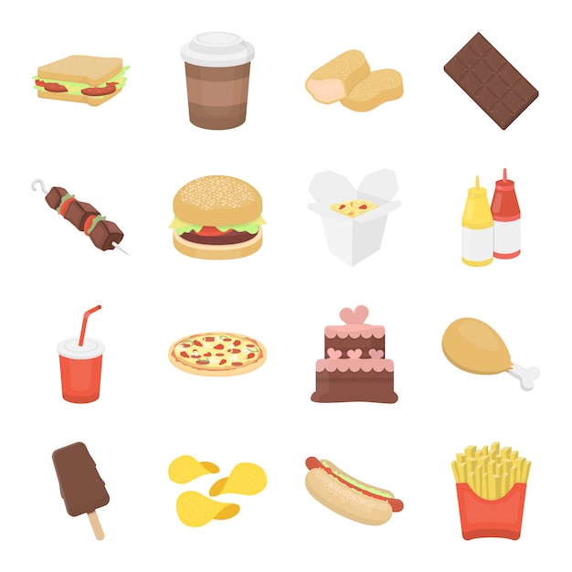 Food fast cartoon vector icon set. Vector illustration of food fast .