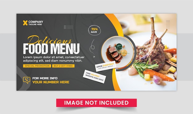 Food menu promotion flyer or web banner template