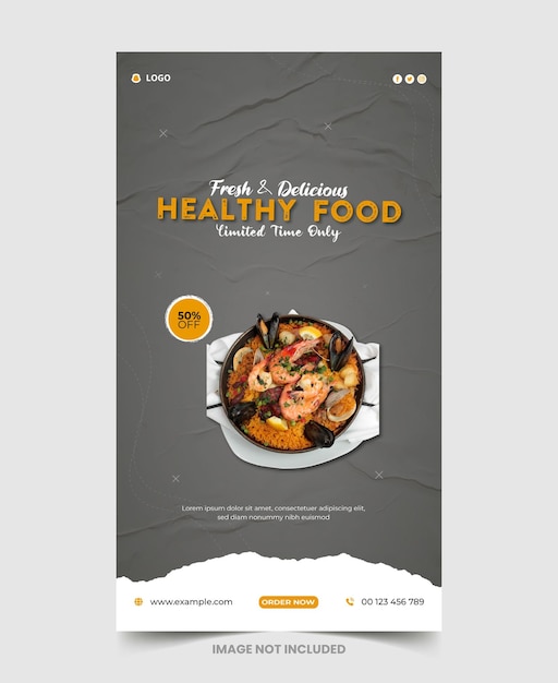 Food menu and restaurant instagram and facebook story template