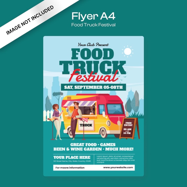 Vector food truck festival flyer template