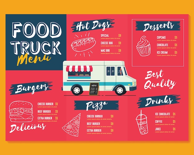 Vector food truck menu template.