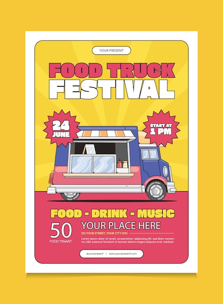 Vector food truck promotion poster design suitable for promotion poster