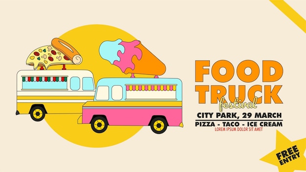 Vector food truck vector design poster