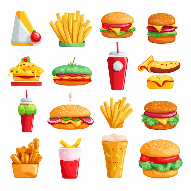 Vector food vector design restaurant menu icon illustration burger pizza set meal graphic drink