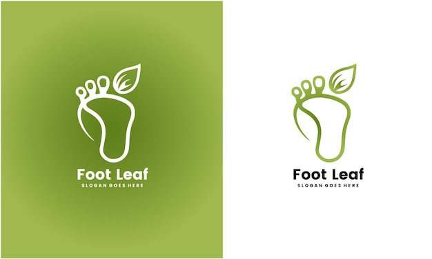 Foot logo inspiration and leaf logo premium vector