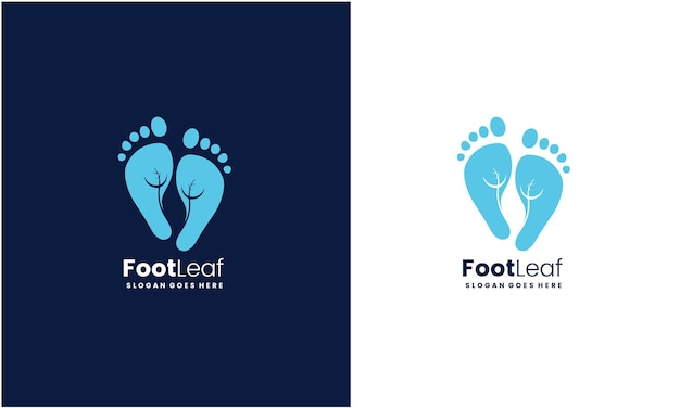 Foot logo inspiration and leaf logo premium vector