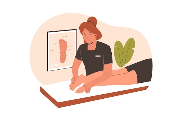 Vector foot massage therapist vector concept