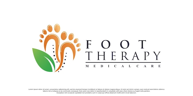 Vector foot therapy logo design with leaf elemant and unique concept premium vector