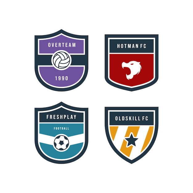 Football Club Flat Labels Set Vector