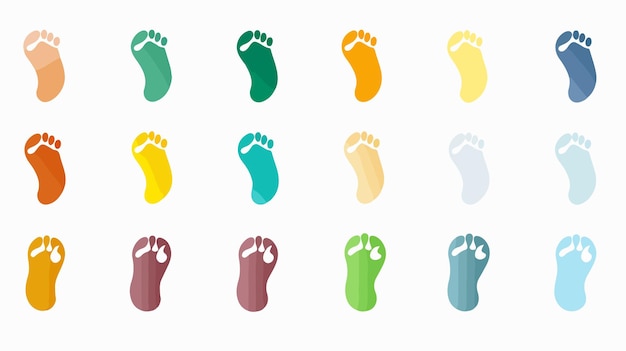 Footprint Step 15 Pcs Icons Set Isolated On White Background