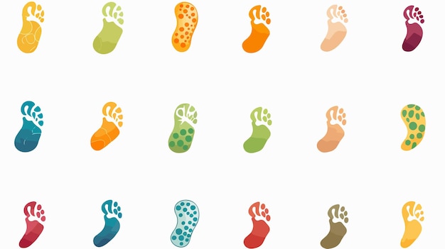 Footprint Step 15 Pcs Icons Set Isolated On White Background