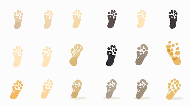 Footprint Step Icons Set Isolated on White Background