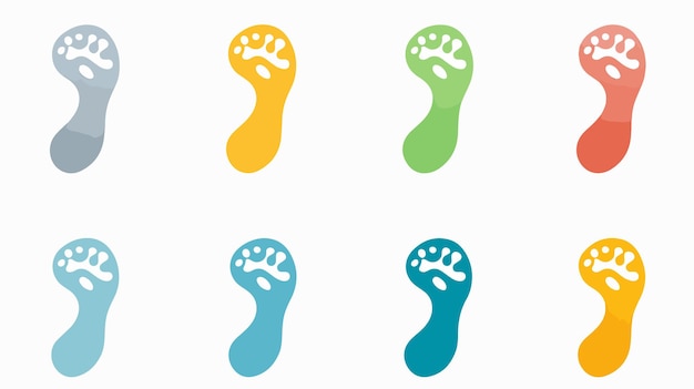 Footprint Step Icons Set Isolated on White Background