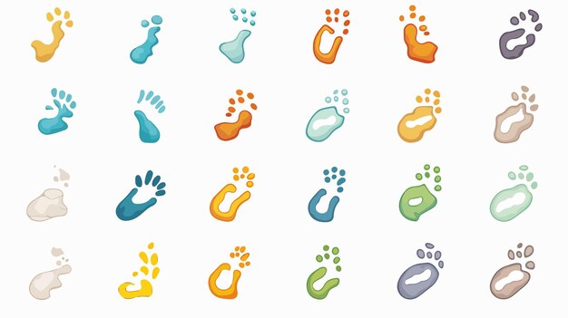 Footprint Step Icons Set Isolated on White Background