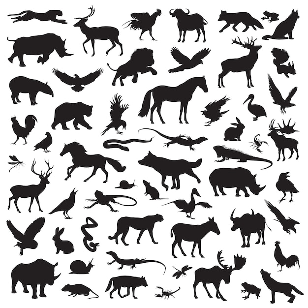 Forest animal set silhouette clip art