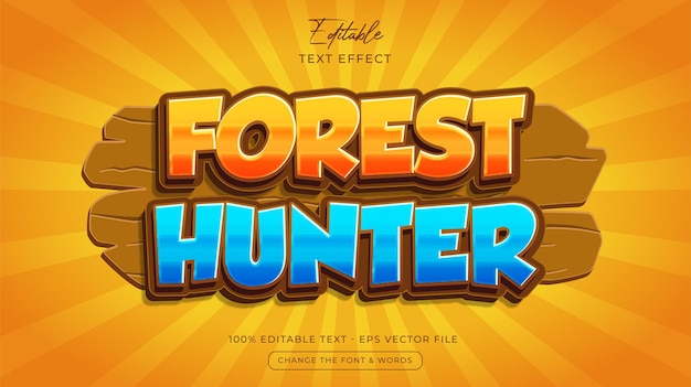 Forest hunter editable text effect style Premium Vector