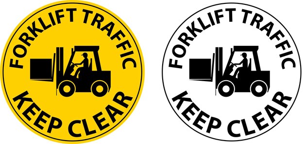 Vector forklift traffic keep clear sign on white background