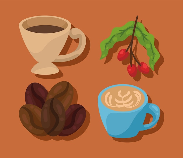 Four coffee product icons