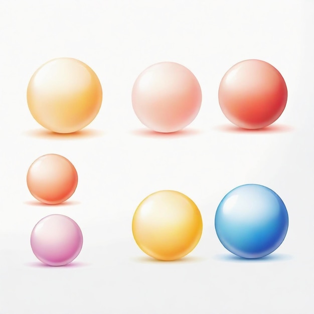 Vector four colorful balls are lined up in a row