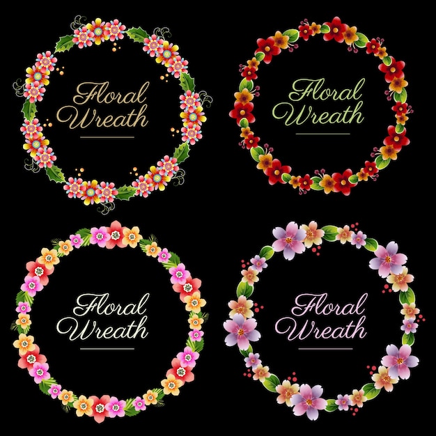 Vector four floral wreath collection