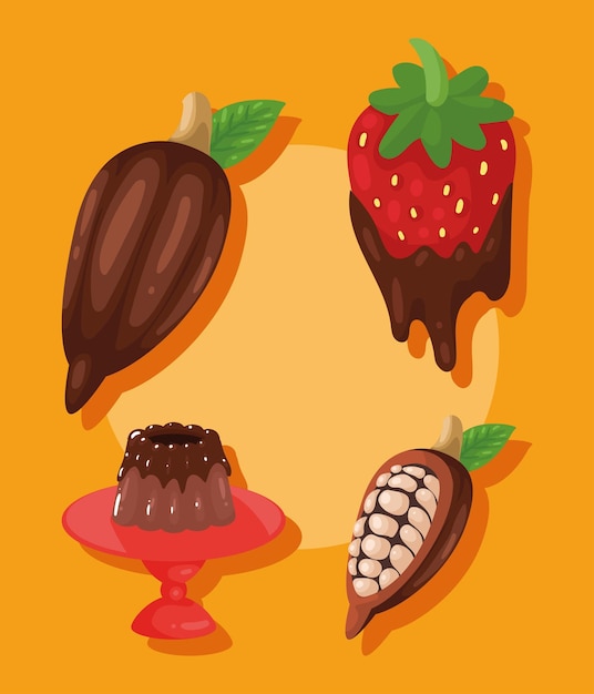 Four sweet cocoa icons