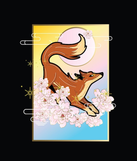 fox illustration with japanese style for kaijune event