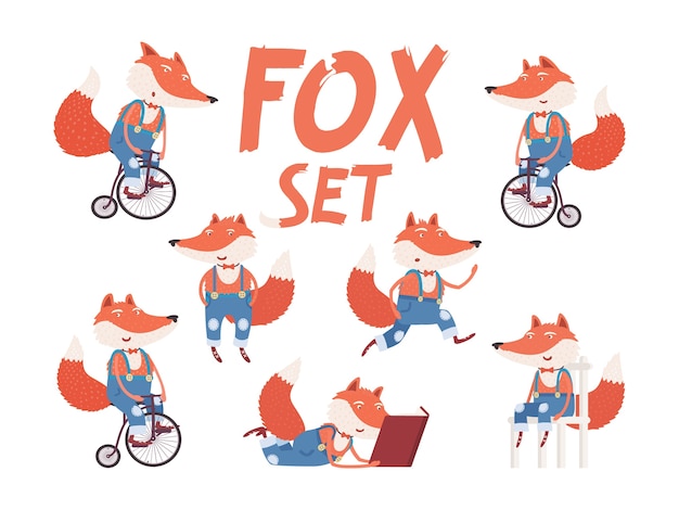 Fox set in cartoon style.