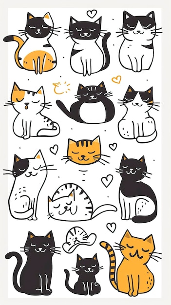 Vector free cute and funny cats doodle vector set