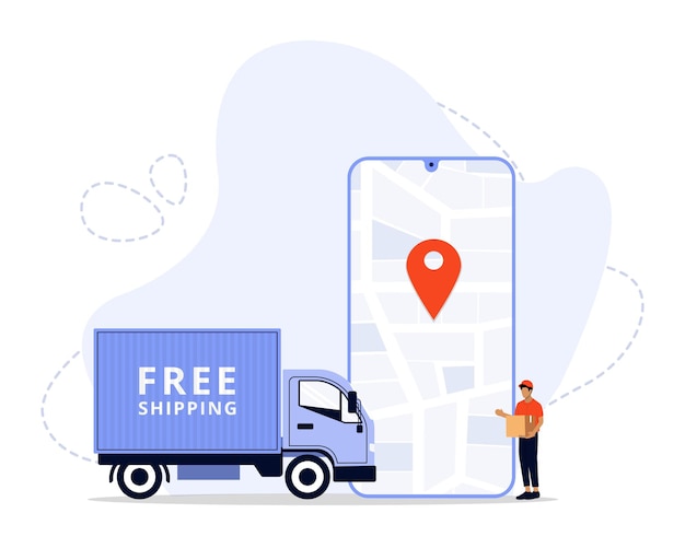 Vector free shipping concept illustration